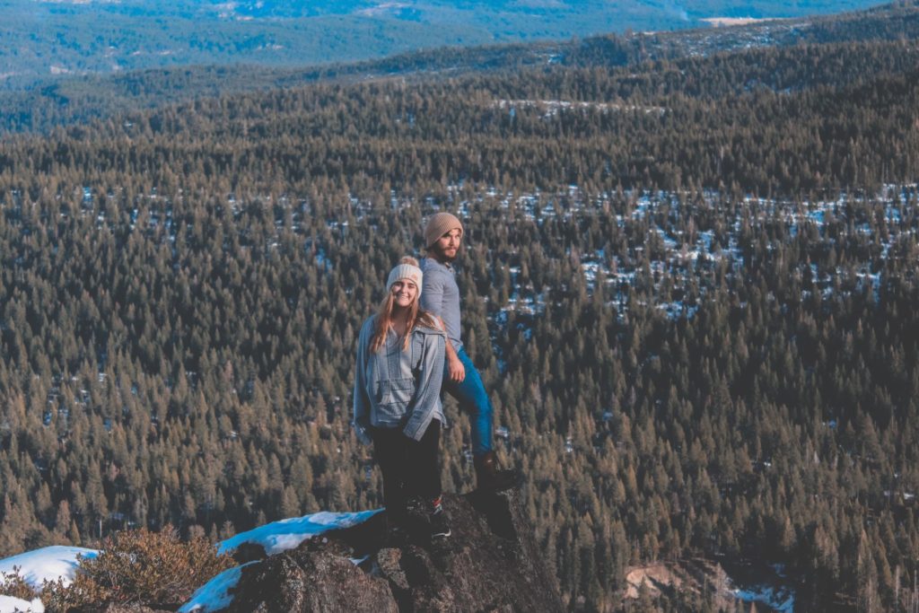 Woman and Man in Cold Forest